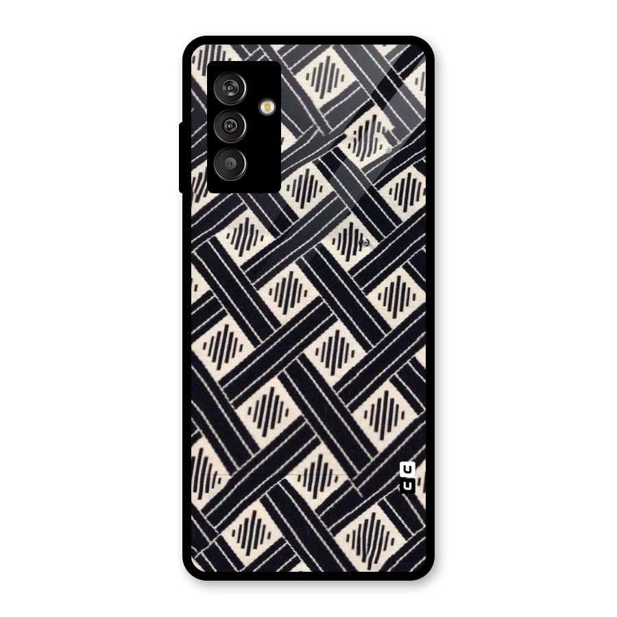 Black Beige Criscros Glass Back Case for Galaxy M13