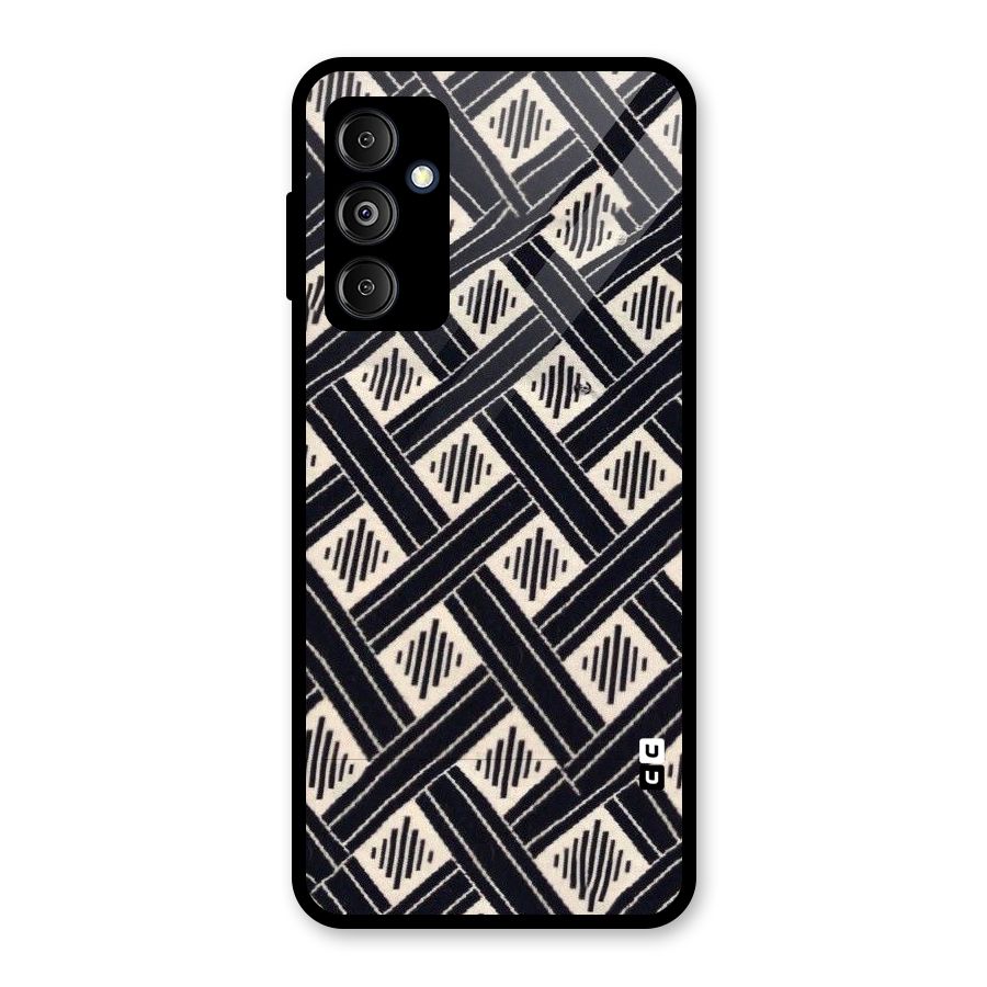 Black Beige Criscros Glass Back Case for Galaxy M14 5G