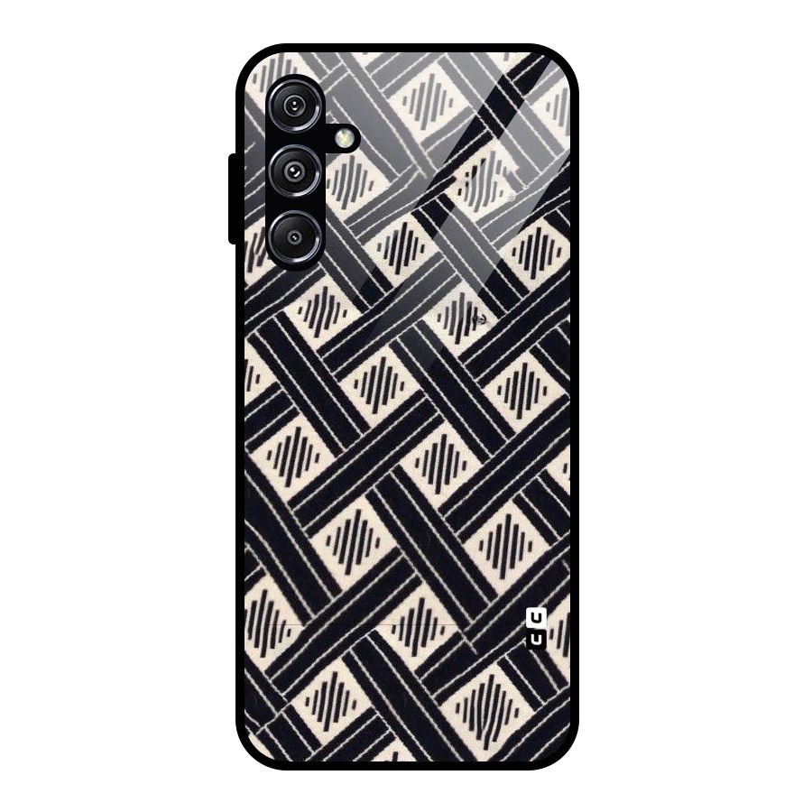 Black Beige Criscros Glass Back Case for Galaxy M34 5G
