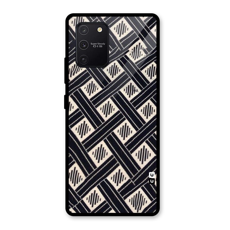 Black Beige Criscros Glass Back Case for Galaxy S10 Lite