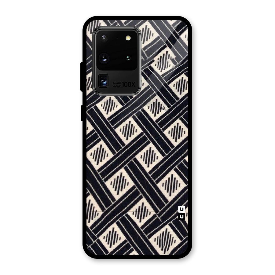 Black Beige Criscros Glass Back Case for Galaxy S20 Ultra