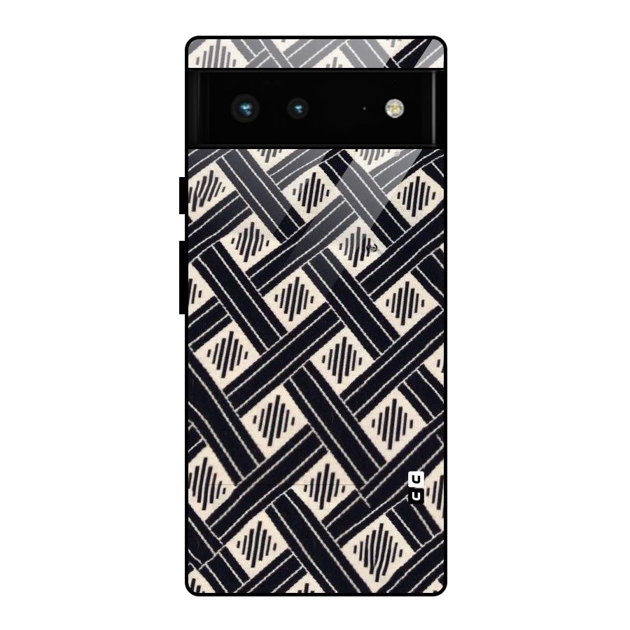 Black Beige Criscros Glass Back Case for Google Pixel 6