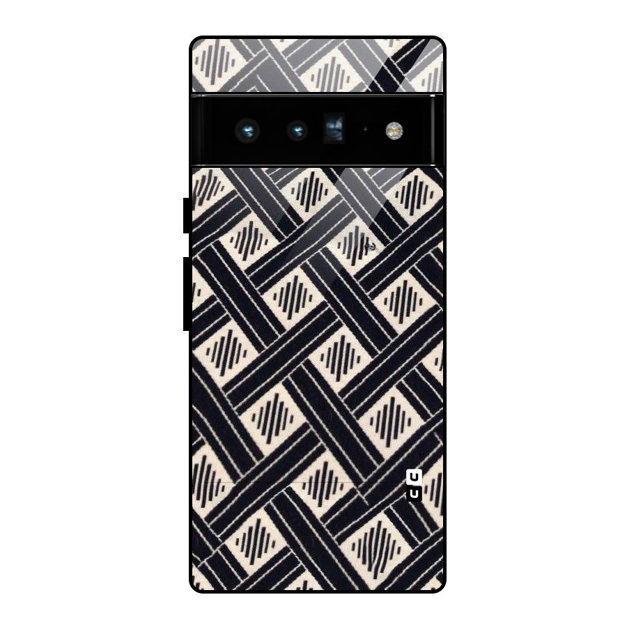 Black Beige Criscros Glass Back Case for Google Pixel 6 Pro