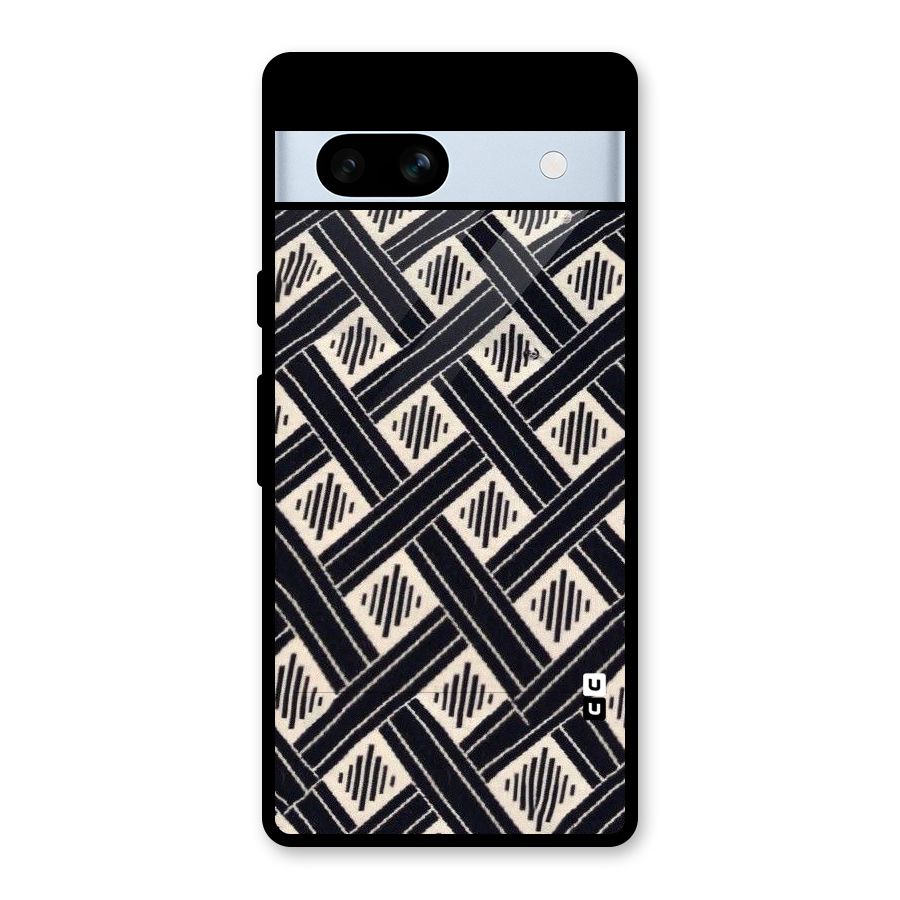 Black Beige Criscros Glass Back Case for Google Pixel 7a