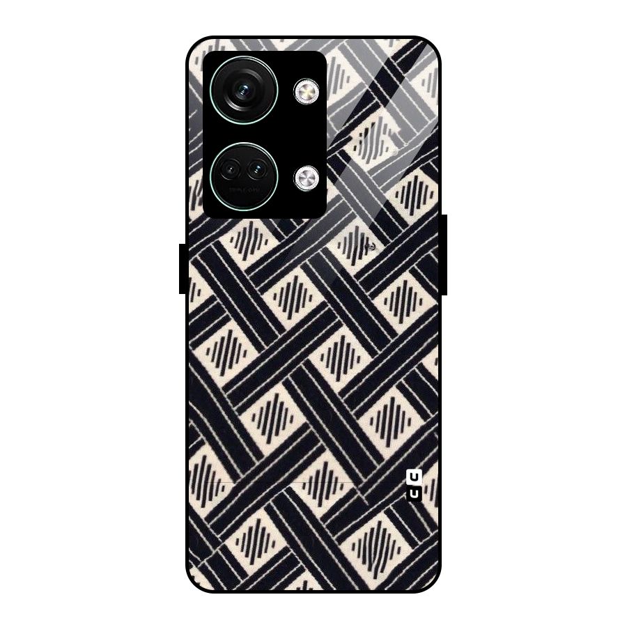 Black Beige Criscros Glass Back Case for Oneplus Nord 3