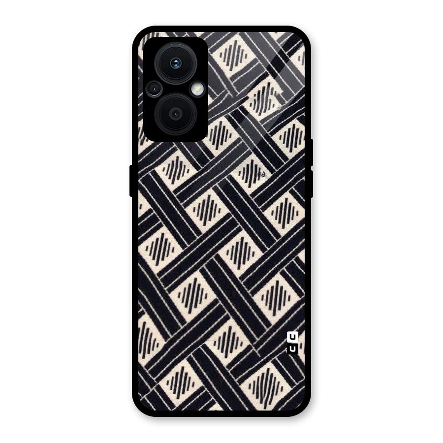 Black Beige Criscros Glass Back Case for Oppo F21s Pro 5G