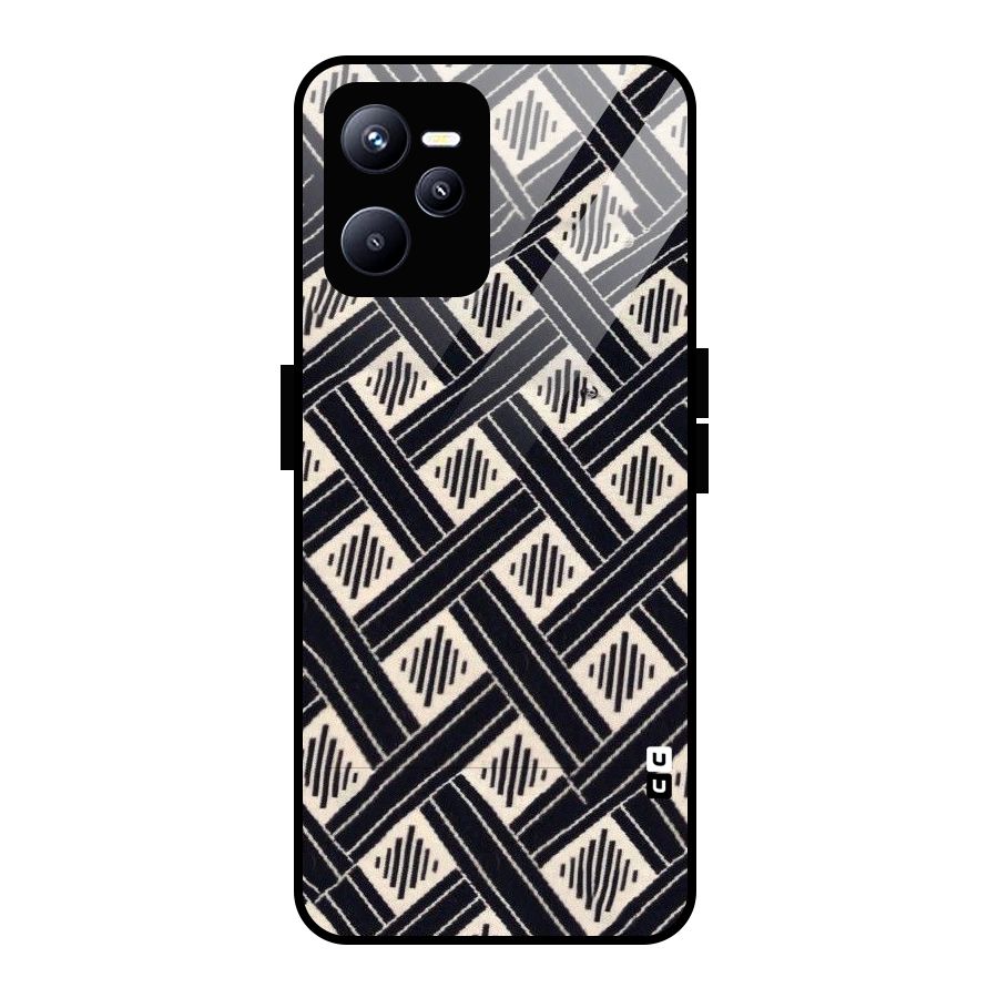 Black Beige Criscros Glass Back Case for Realme C35