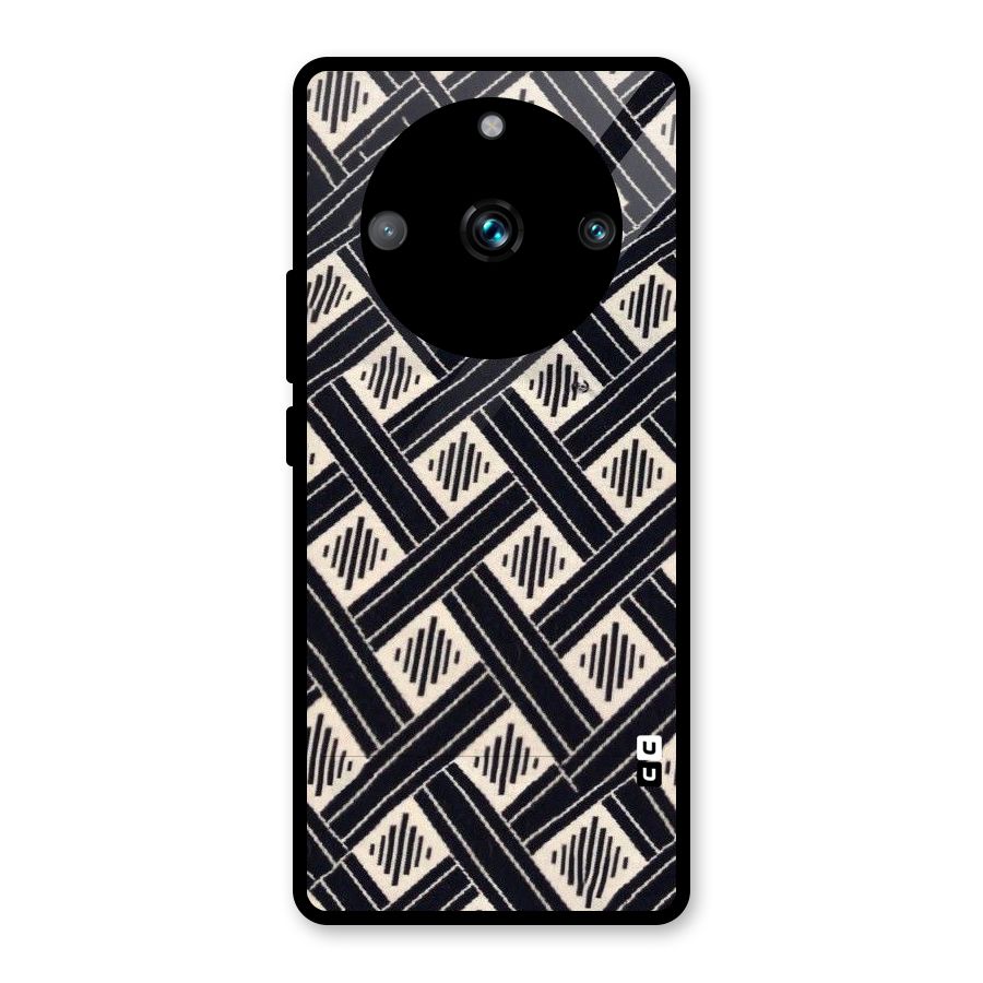 Black Beige Criscros Glass Back Case for Realme Narzo 60 Pro