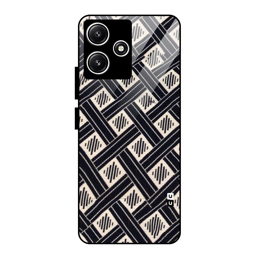 Black Beige Criscros Glass Back Case for Redmi 12 5G