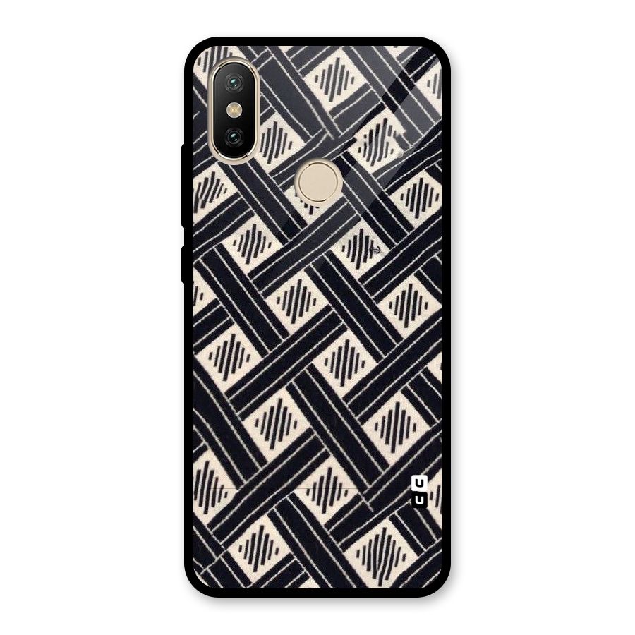 Black Beige Criscros Glass Back Case for Redmi A2
