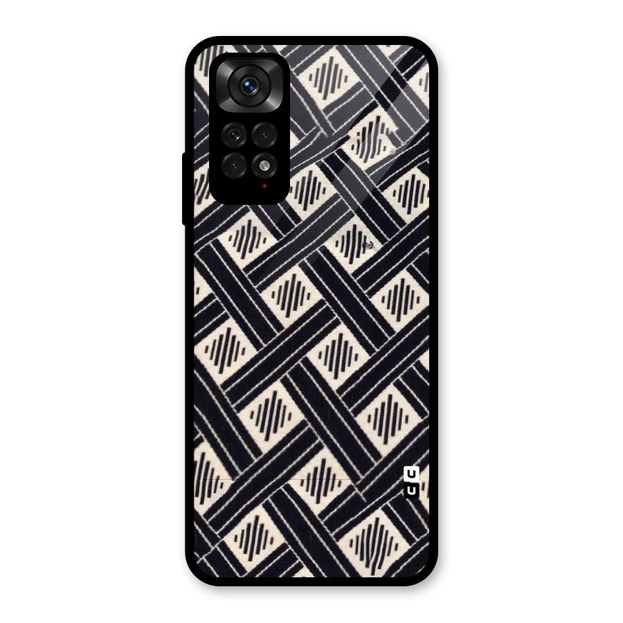 Black Beige Criscros Glass Back Case for Redmi Note 11S