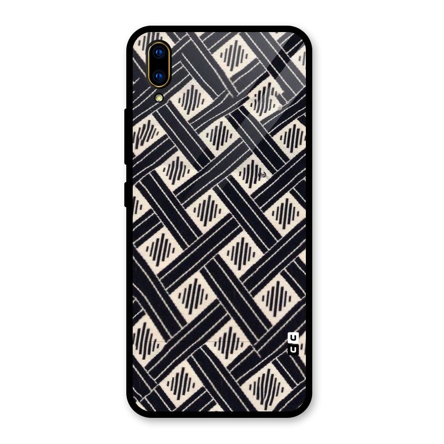 Black Beige Criscros Glass Back Case for Vivo V11 Pro