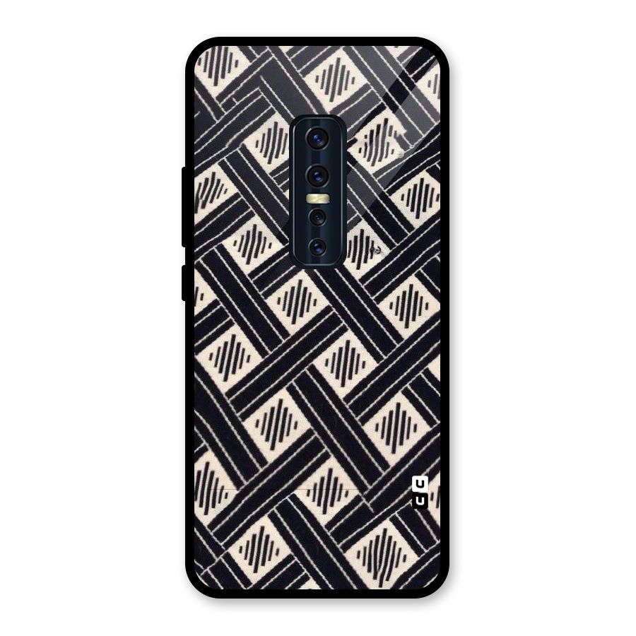 Black Beige Criscros Glass Back Case for Vivo V17 Pro