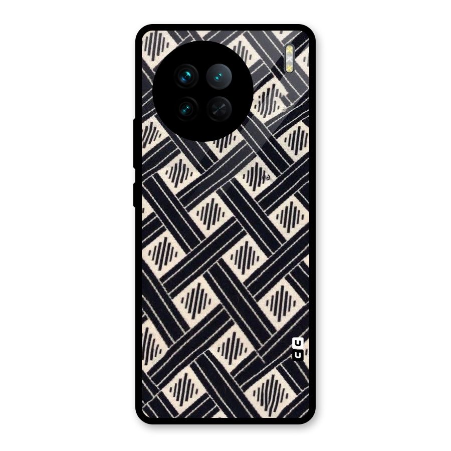 Black Beige Criscros Glass Back Case for Vivo X90