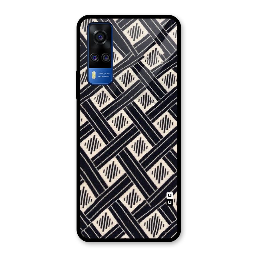 Black Beige Criscros Glass Back Case for Vivo Y31