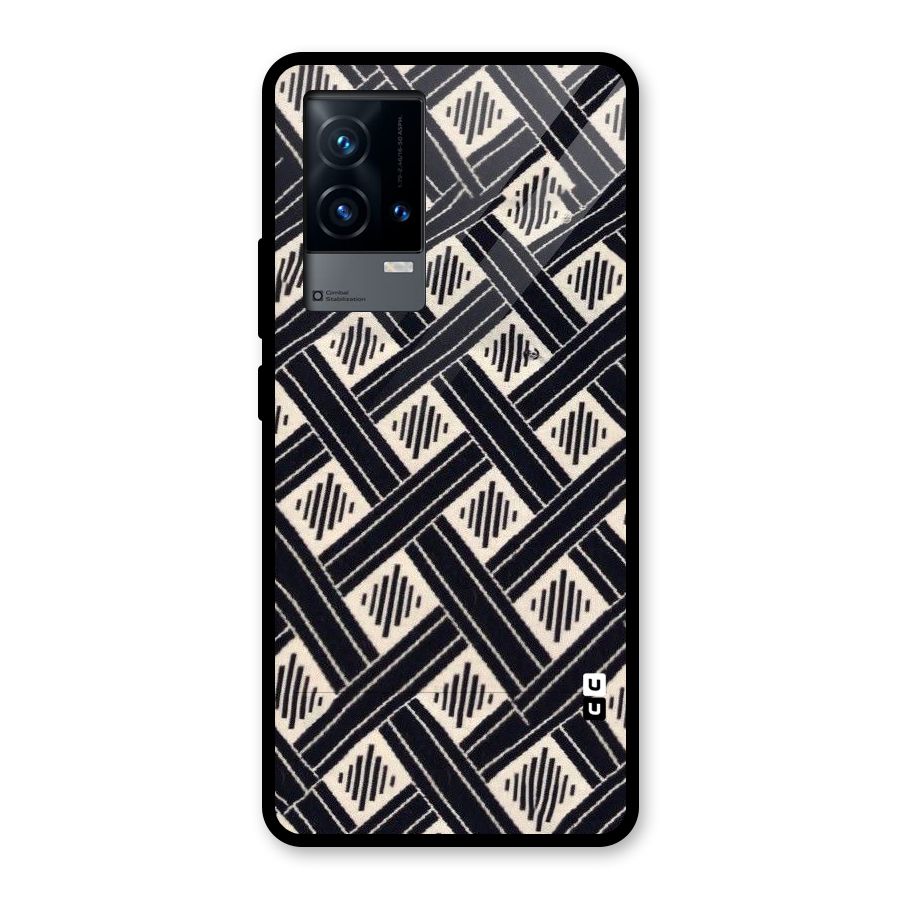 Black Beige Criscros Glass Back Case for iQOO 9 5G