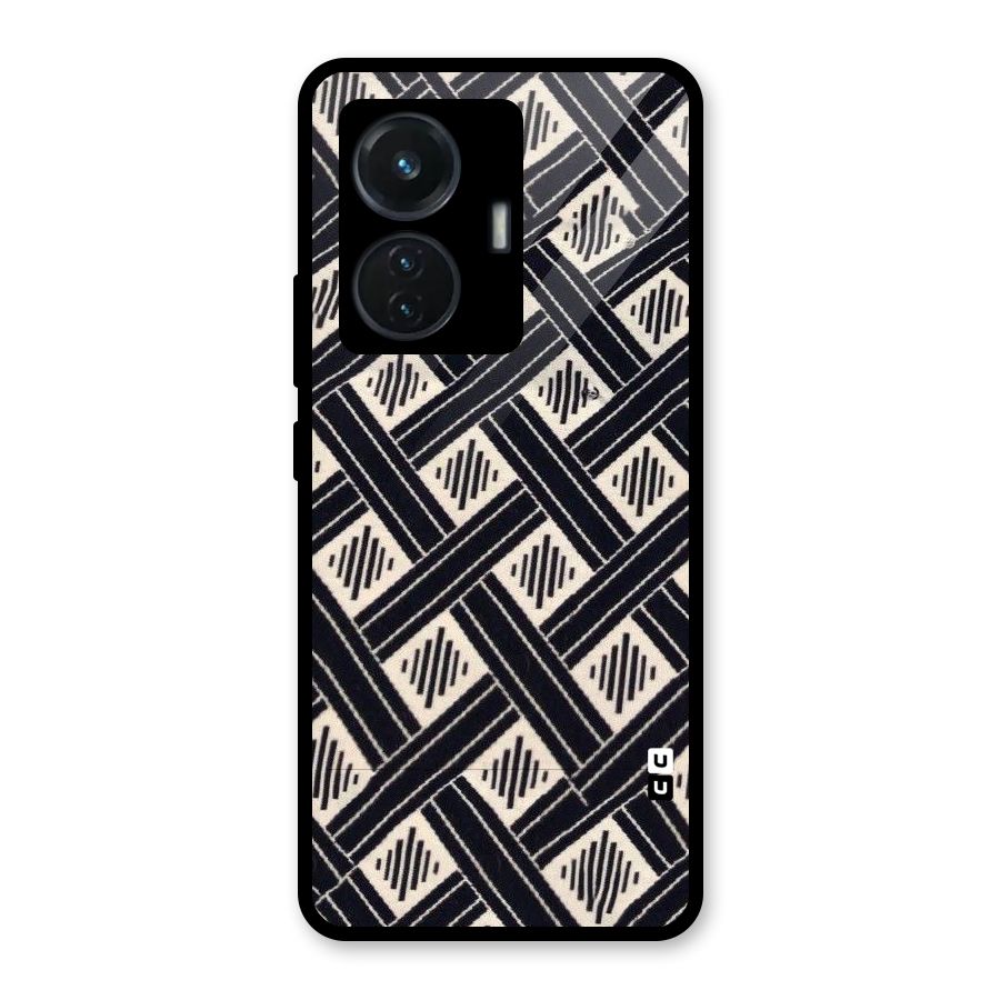 Black Beige Criscros Glass Back Case for iQOO Z6 44W