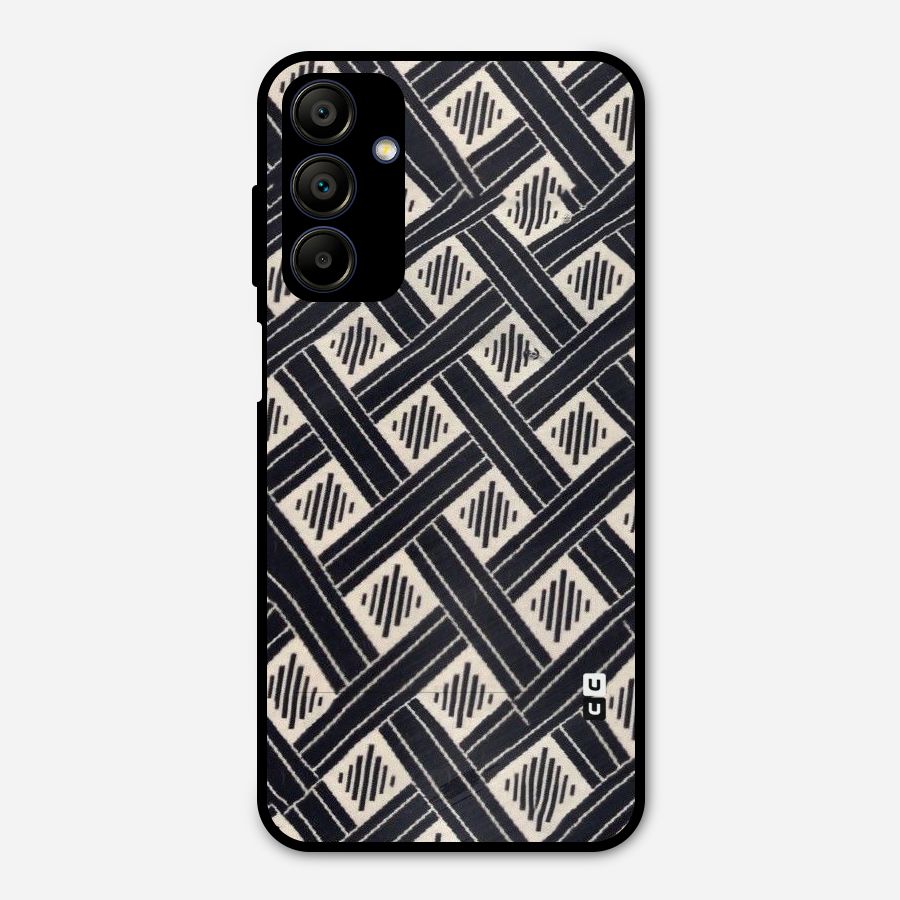 Black Beige Criscros Metal Back Case for Galaxy A15 5G