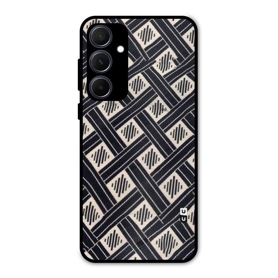 Black Beige Criscros Metal Back Case for Galaxy A35