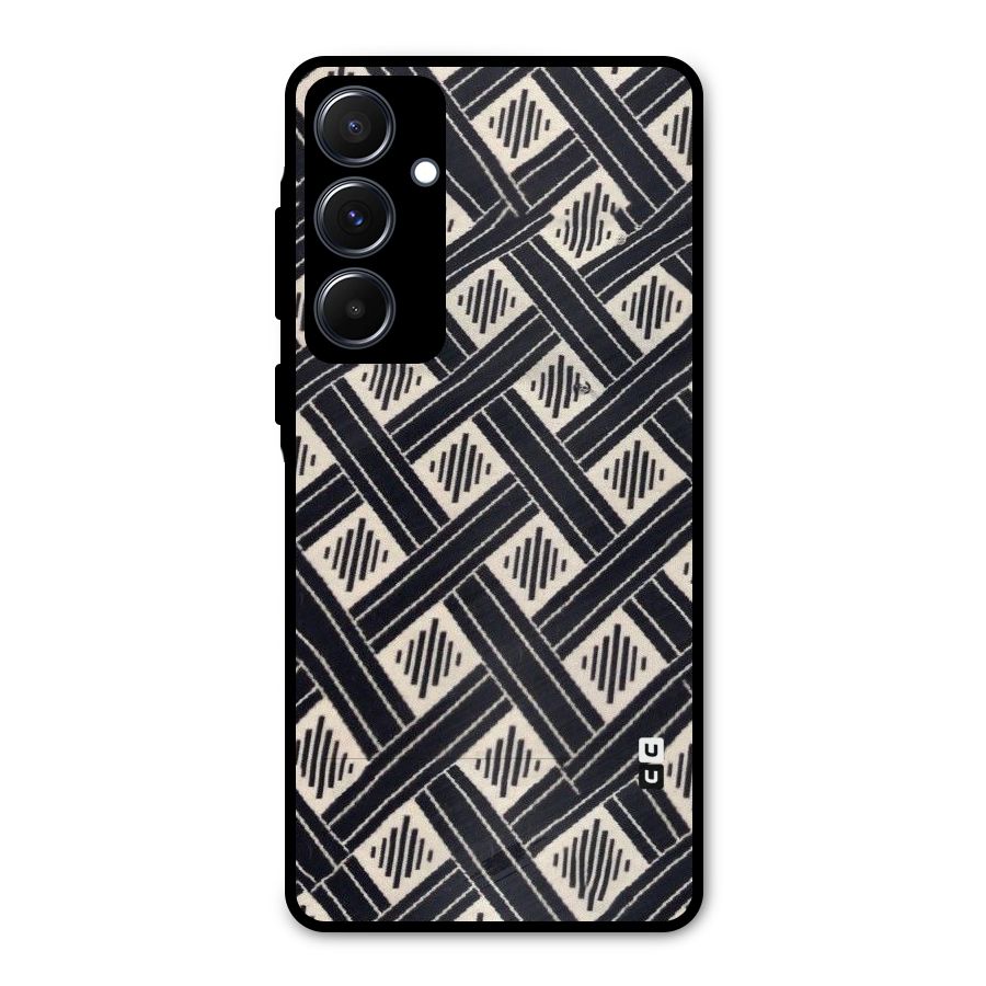 Black Beige Criscros Metal Back Case for Galaxy A55