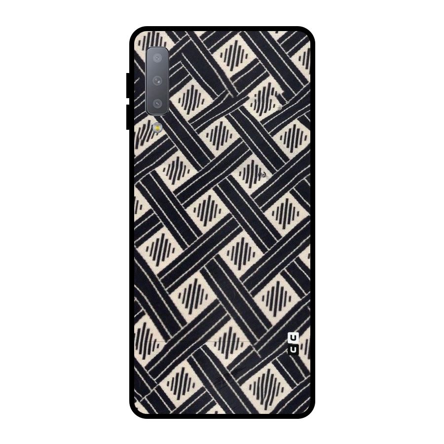 Black Beige Criscros Metal Back Case for Galaxy A7 (2018)