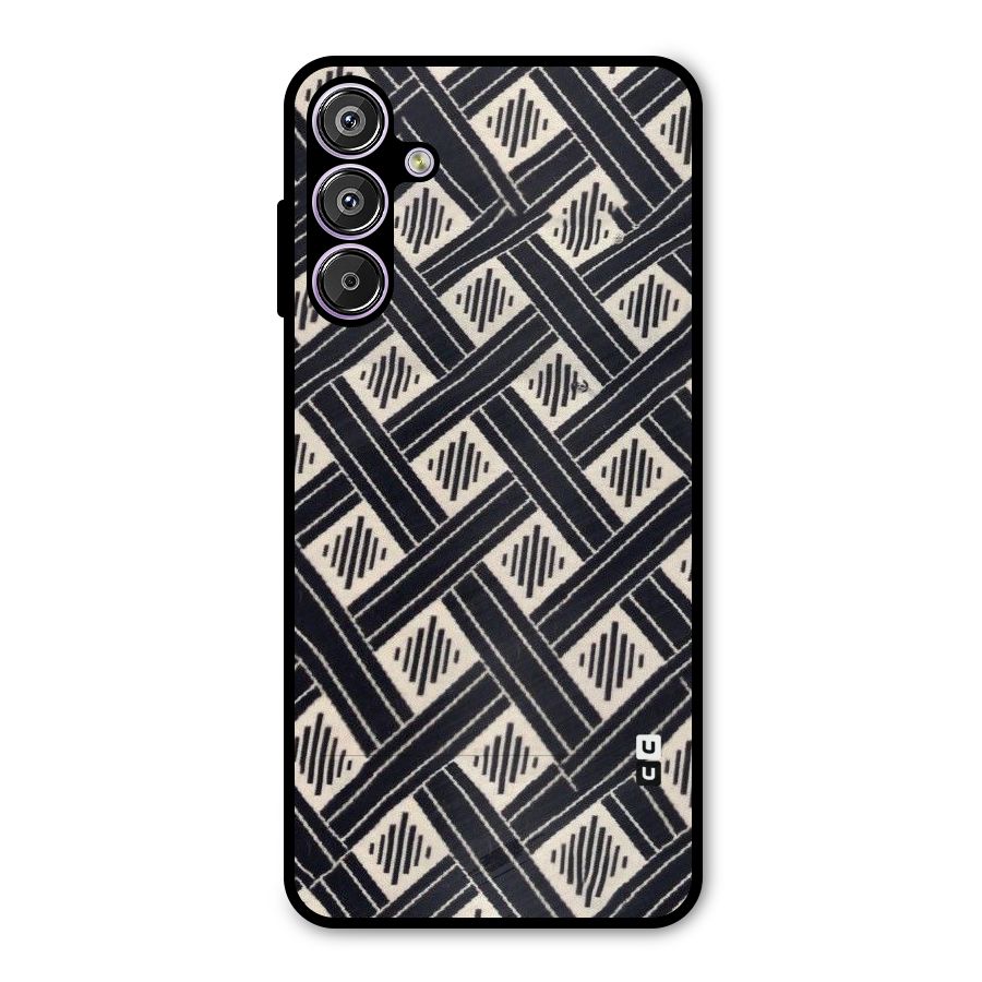 Black Beige Criscros Metal Back Case for Galaxy M15
