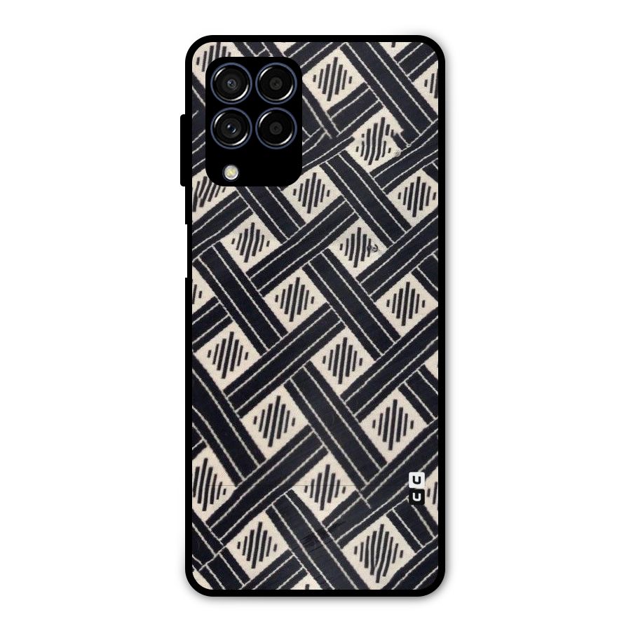 Black Beige Criscros Metal Back Case for Galaxy M53 5G