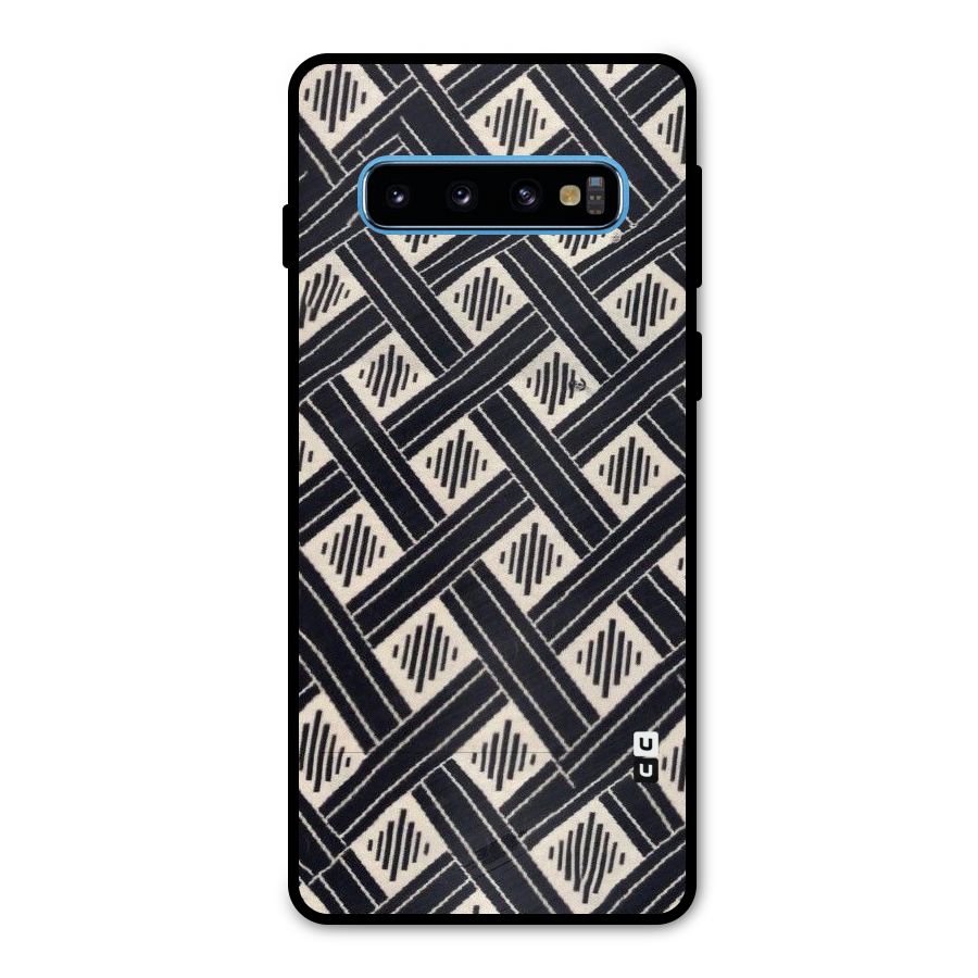 Black Beige Criscros Metal Back Case for Galaxy S10