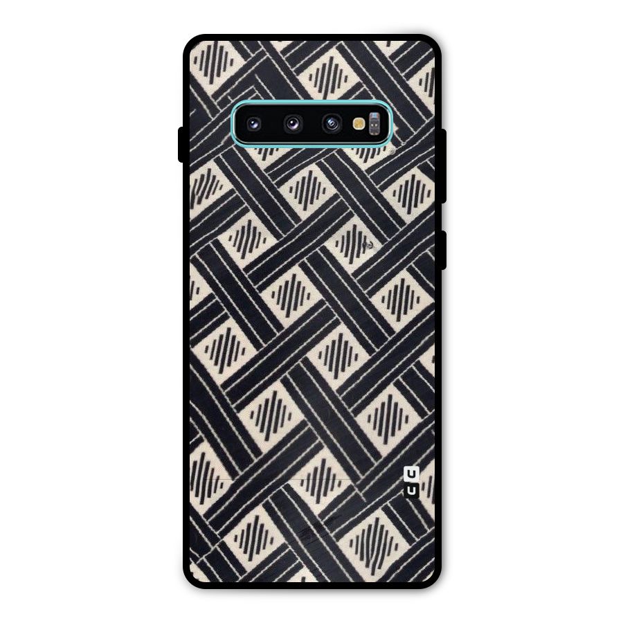 Black Beige Criscros Metal Back Case for Galaxy S10 Plus