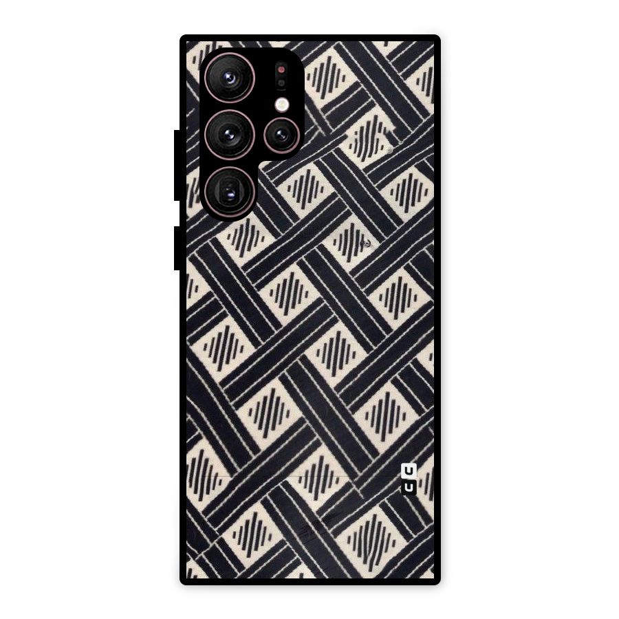 Black Beige Criscros Metal Back Case for Galaxy S22 Ultra 5G