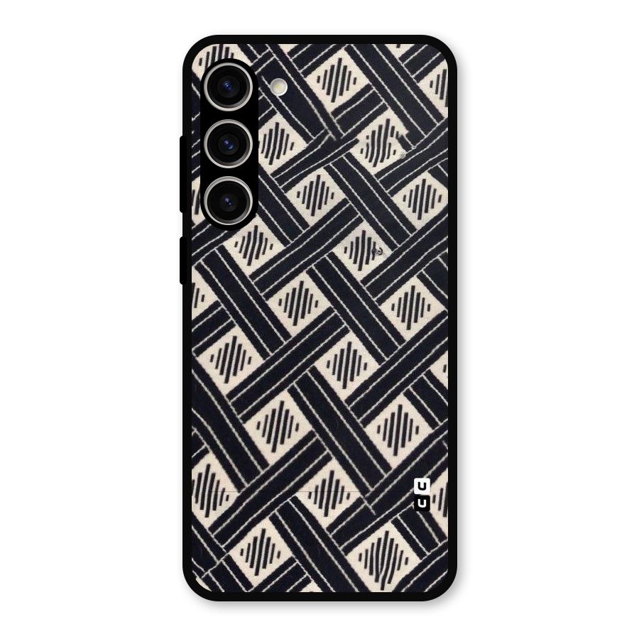 Black Beige Criscros Metal Back Case for Galaxy S23 Plus