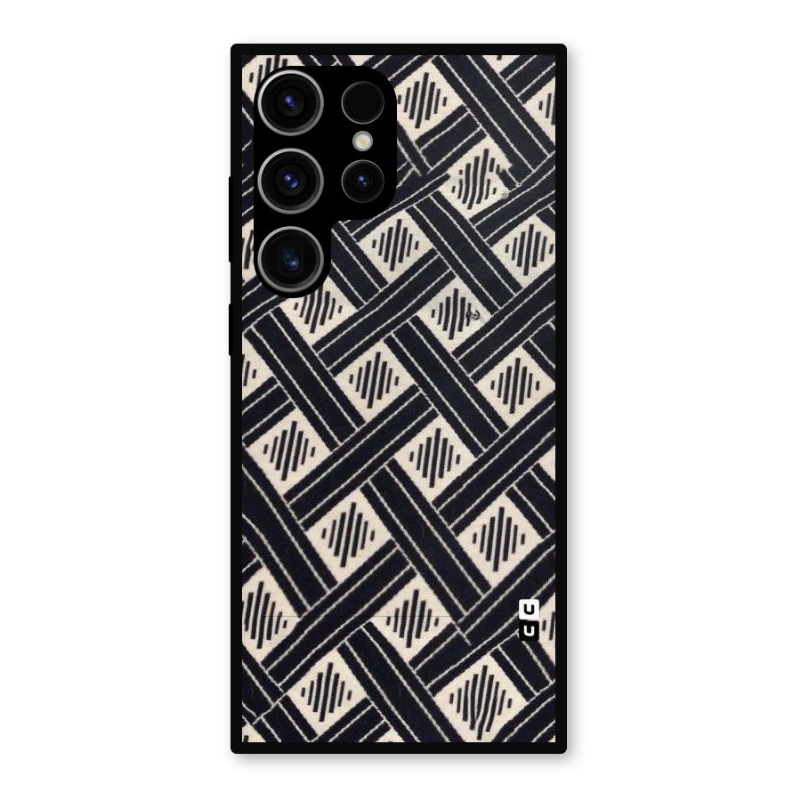 Black Beige Criscros Metal Back Case for Galaxy S23 Ultra