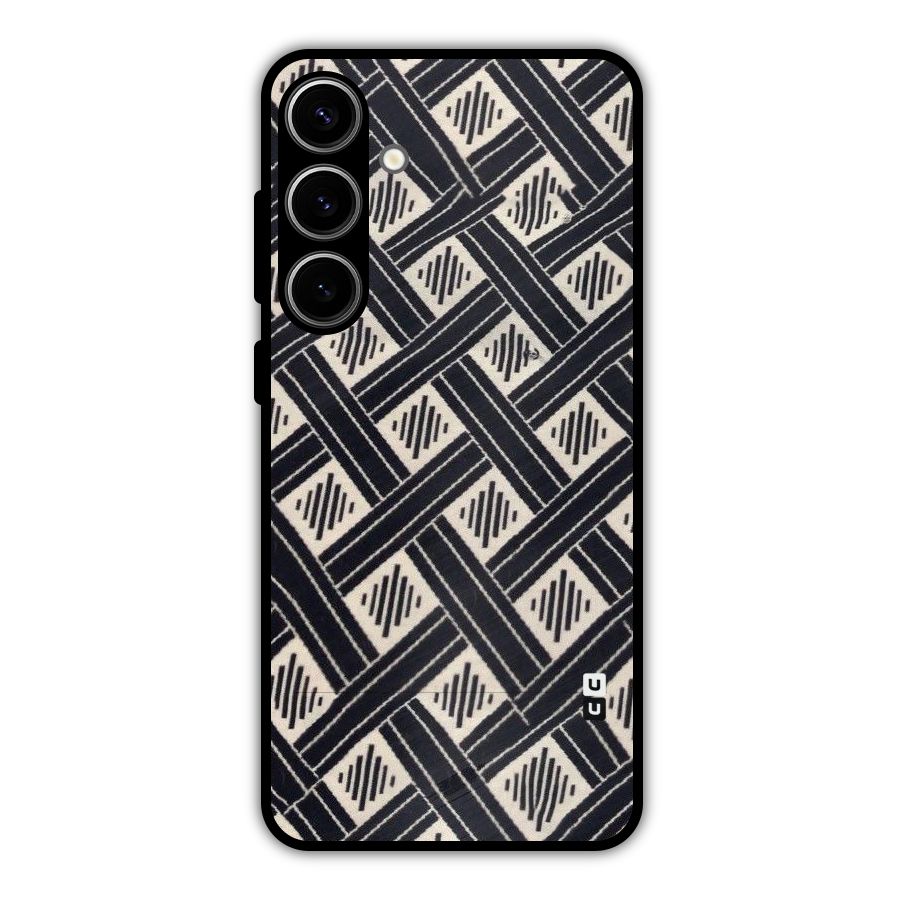 Black Beige Criscros Metal Back Case for Galaxy S24 Plus