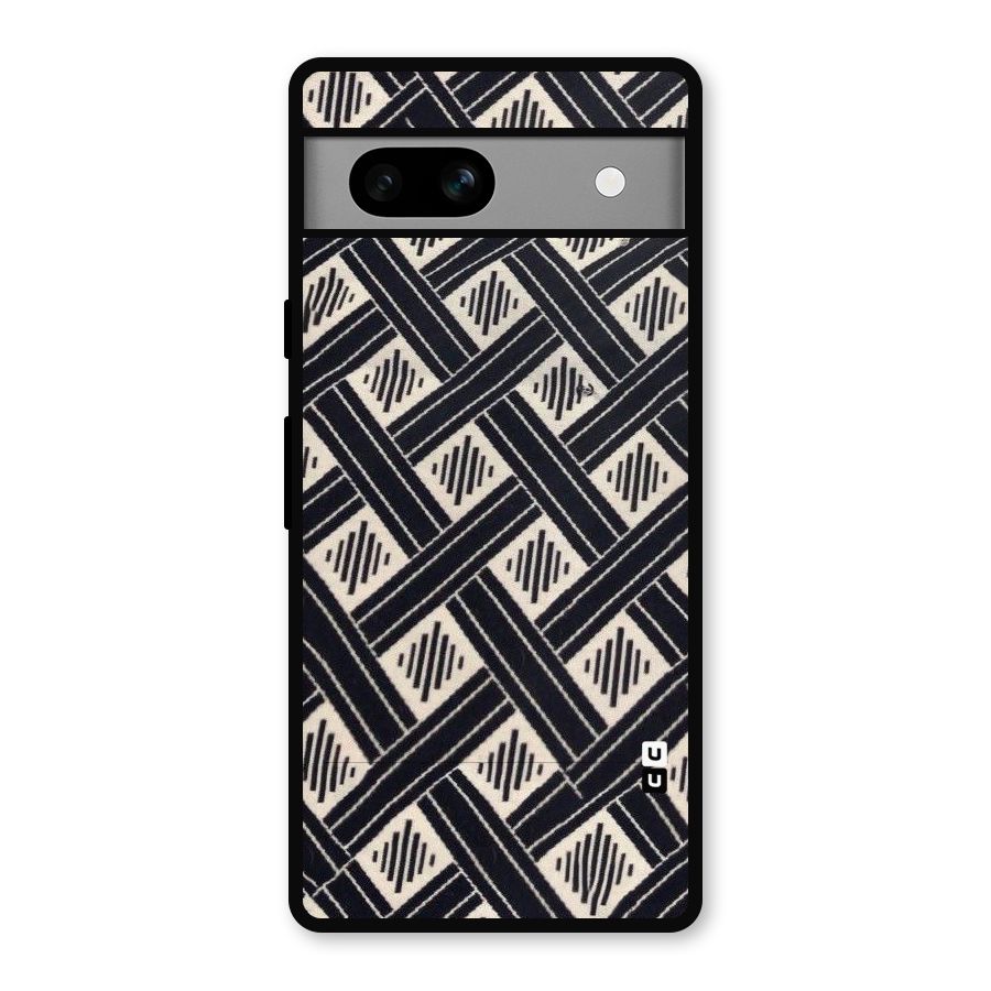 Black Beige Criscros Metal Back Case for Google Pixel 7a
