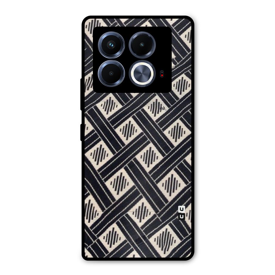 Black Beige Criscros Metal Back Case for Infinix Note 40 5G
