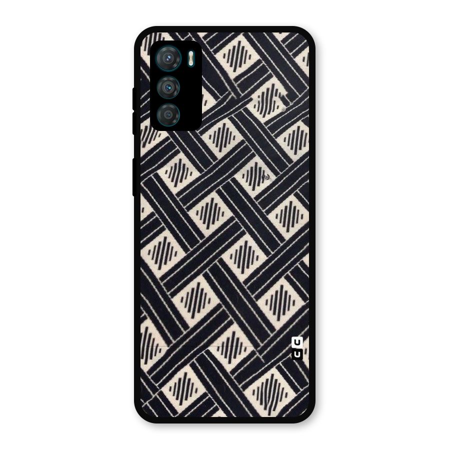 Black Beige Criscros Metal Back Case for Moto G42