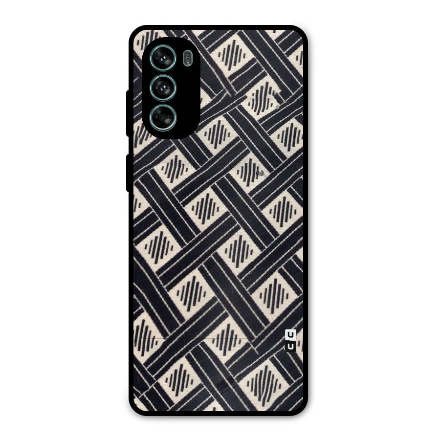 Black Beige Criscros Metal Back Case for Moto G62