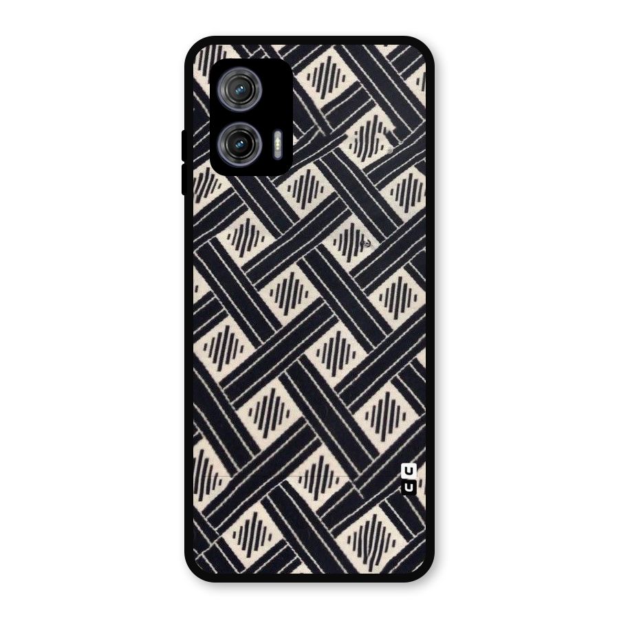 Black Beige Criscros Metal Back Case for Moto G73