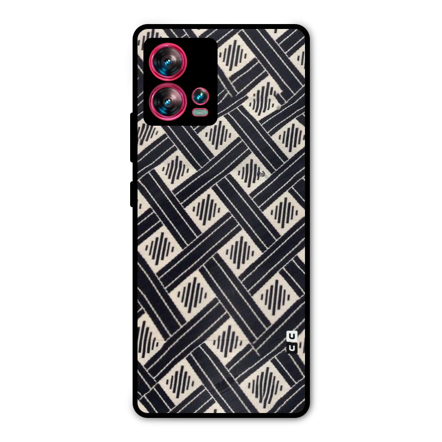 Black Beige Criscros Metal Back Case for Motorola Edge 30 Fusion