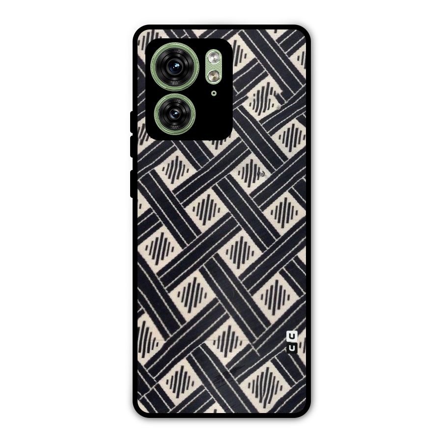 Black Beige Criscros Metal Back Case for Motorola Edge 40 5G