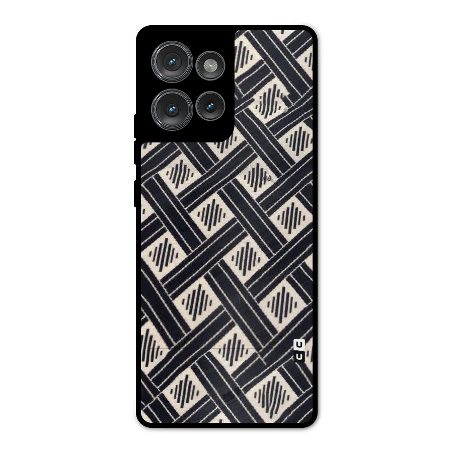 Black Beige Criscros Metal Back Case for Motorola Edge 50
