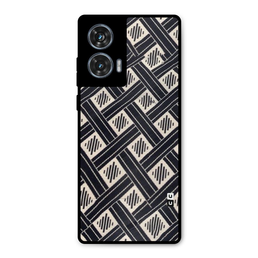 Black Beige Criscros Metal Back Case for Motorola Edge 50 Fusion