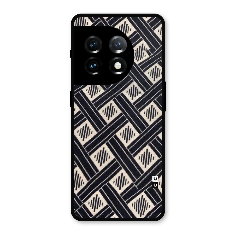 Black Beige Criscros Metal Back Case for OnePlus 11