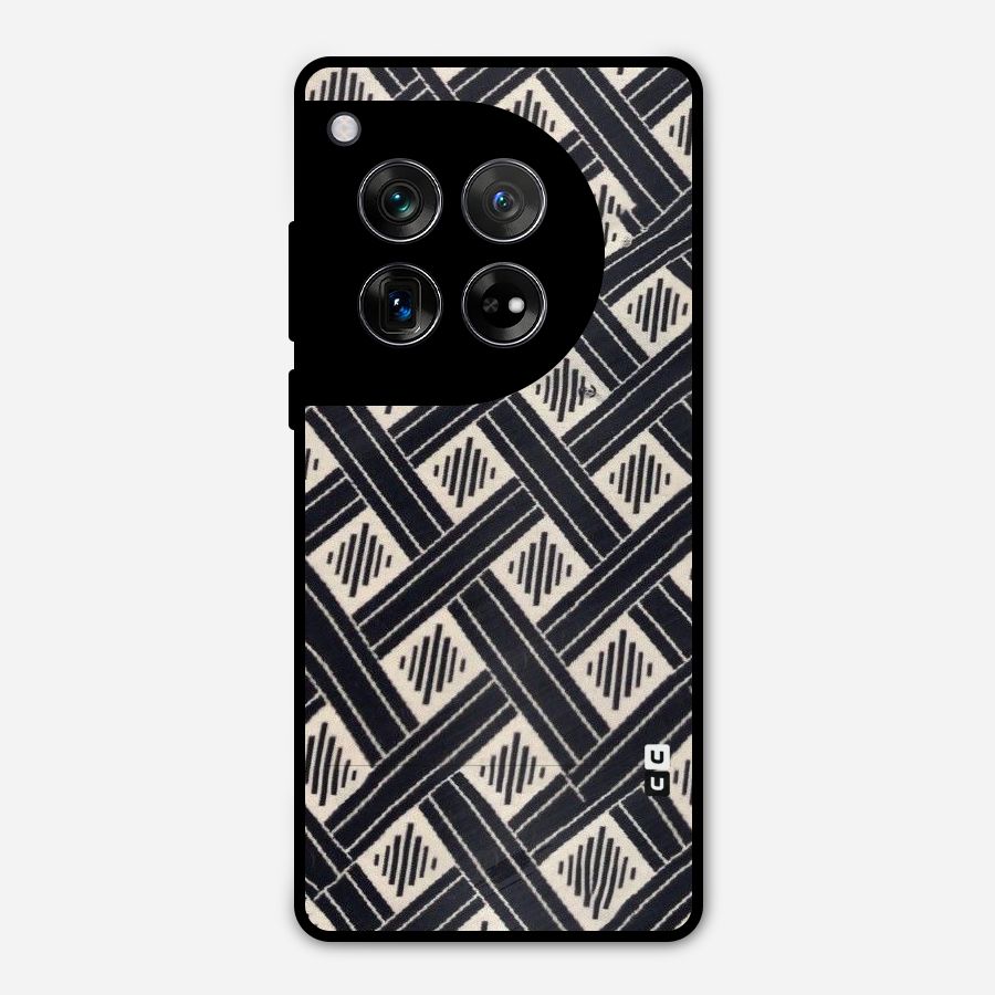 Black Beige Criscros Metal Back Case for OnePlus 12