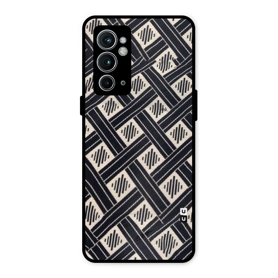 Black Beige Criscros Metal Back Case for OnePlus 9RT 5G