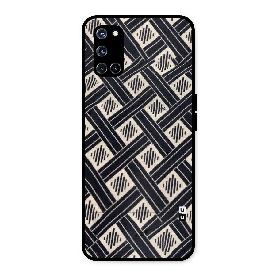 Black Beige Criscros Metal Back Case for Oppo A52