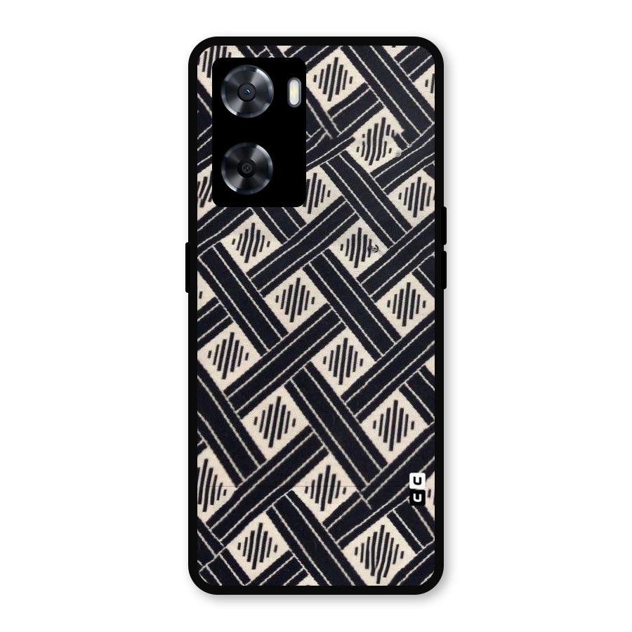 Black Beige Criscros Metal Back Case for Oppo A77s