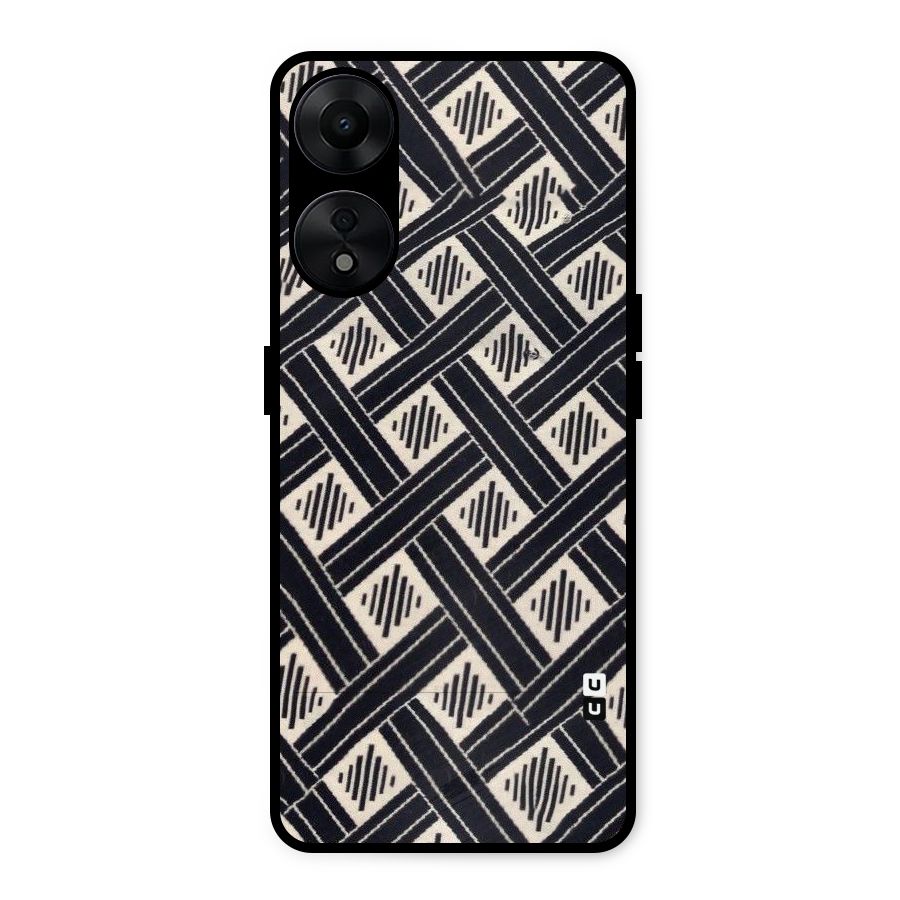 Black Beige Criscros Metal Back Case for Oppo A78 5G