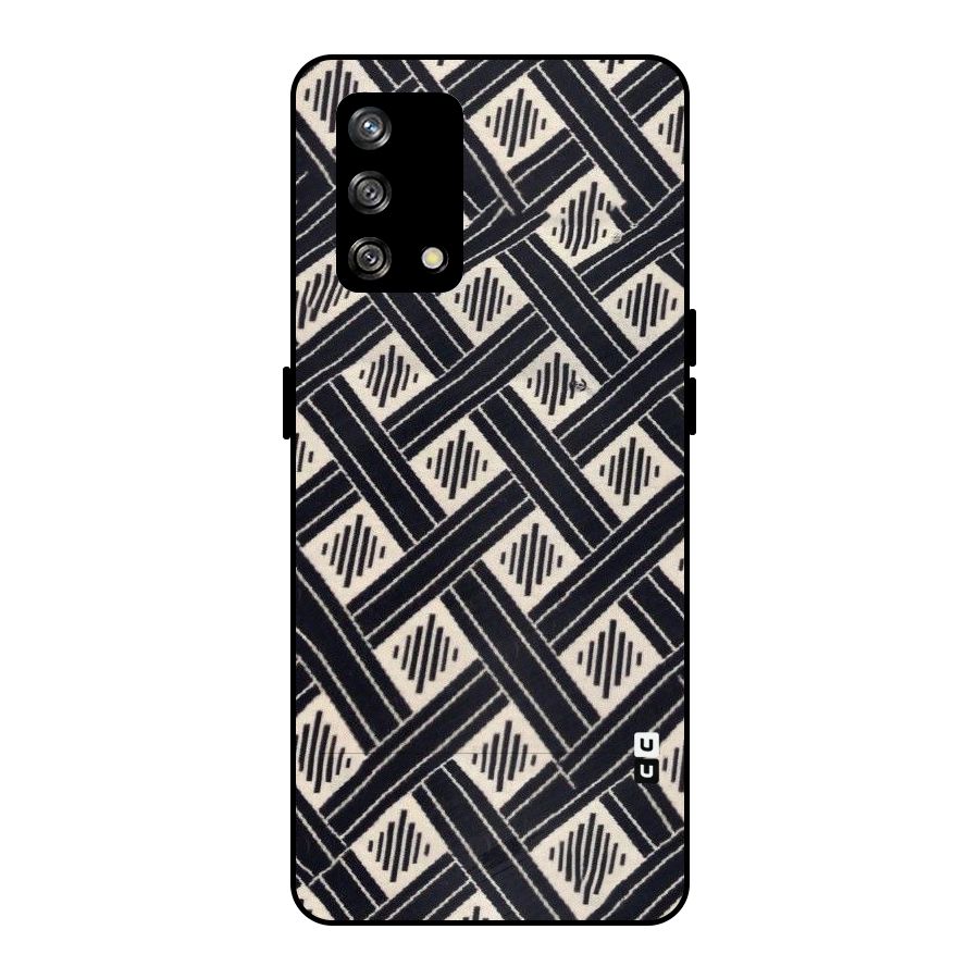 Black Beige Criscros Metal Back Case for Oppo F19