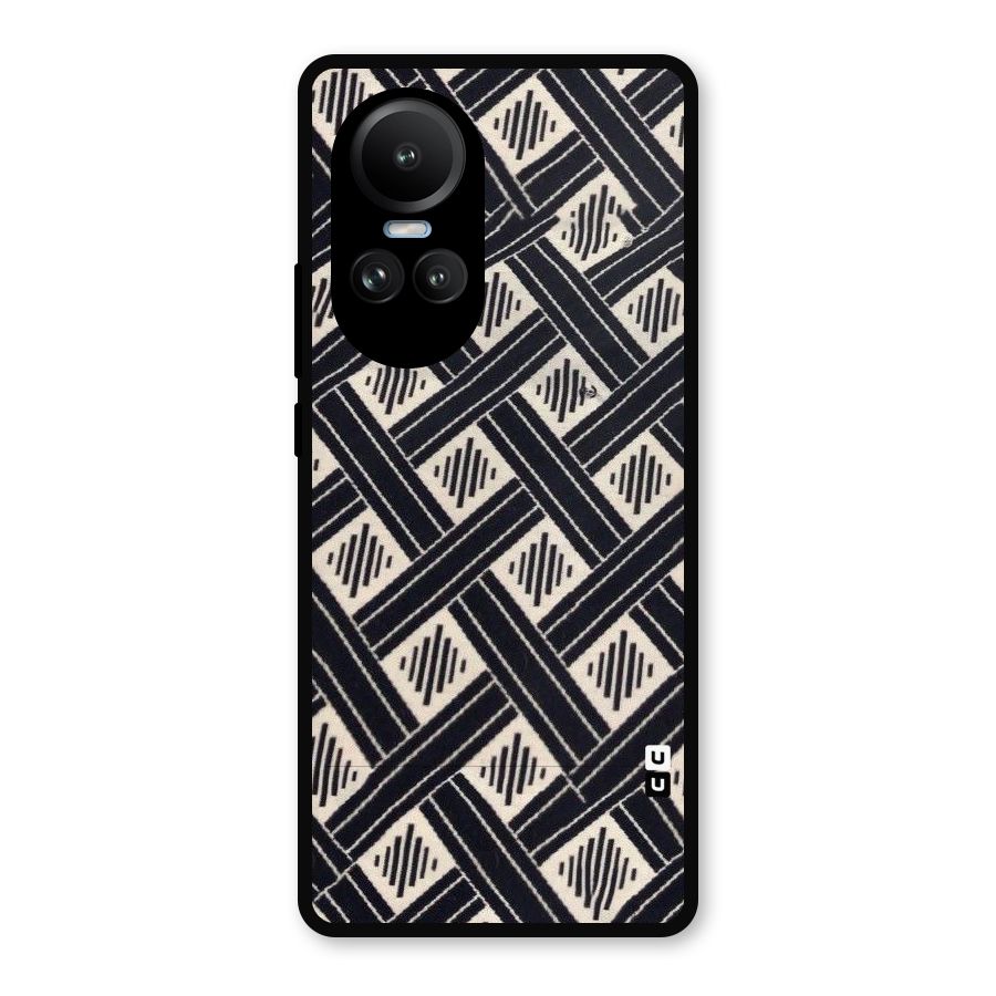 Black Beige Criscros Metal Back Case for Oppo Reno10 Pro